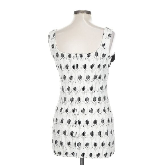 Area NYC Eye Crochet-Knit Crystal Flower-Applique Mini Tank Dress Large - Picture 3 of 6